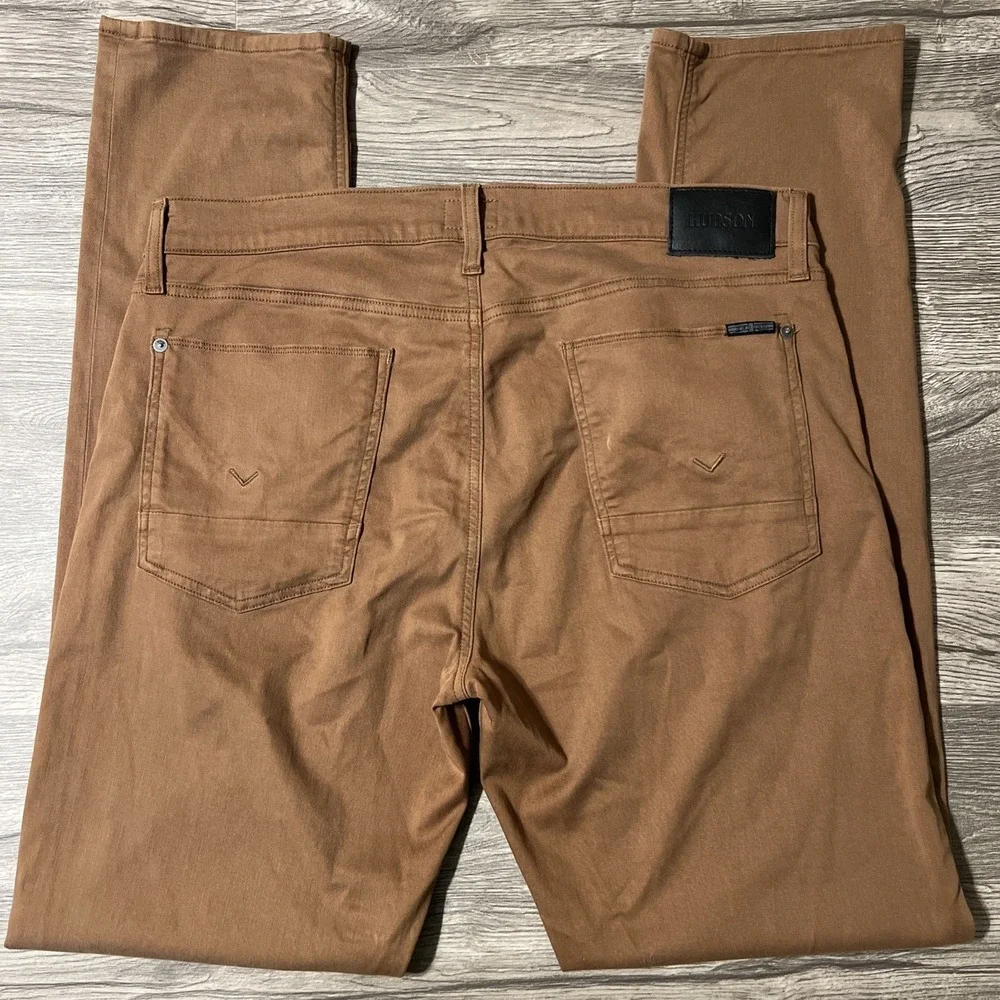 Hudson Blake Slim Straight Zip Fly Brown Men's Chino Flat Front Pants Size 36x35